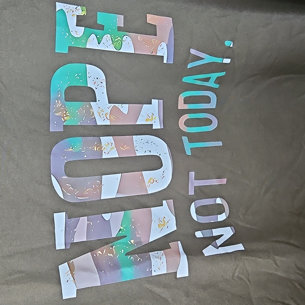 🚨SOLD🚨 Nope Not Today Green Camp Print Graphic Tee New - Picture 3 of 3